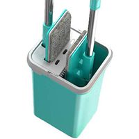 GHH Mop and Bucket Set, Microfibre Flat Mop with Stainless Steel Handle, Innovative Twin Chamber Bucket for Wet and Dry use, 1 Reusable Pads Supplied, Suitable for All Floor Types
