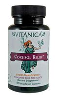 Vitanica Cortisol Relief, Sleep, Stress, Cortisol Manager and Blocker Supplement, Vegan/Vegetarian, 60 Capsules