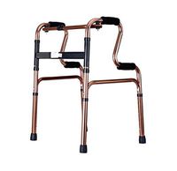 LSY@ Walker, Four Feet Foldable Walker Old Man Crutch Adjustable Light Non-Slip Elderly Disabled Walk Auxiliary Walker Walker Frame Bronze