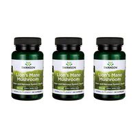 Swanson Lion's Mane Mushroom Memory Support Mental Focus Brain Booster Herbal Supplement Hericium Erinaceus (Mycelium Biomass) 500 mg 60 Capsules (3 Pack)