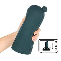 Microwave Heating Hot Water Bottle Martube Environmental Silicone Great for Pain Relief Hot and Cold Therapy Hot Water Bag Gift for Birthday Christmas Gift Exchange Party (Cactus Green)