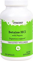 Vitacost Betaine HCl with Pepsin - 650 mg - 250 Capsules