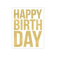 Caspari Happy Birthday Block Gift Enclosure Cards in Gold Foil, 20 with Envelopes
