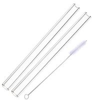 ALINK Glass Smoothie Straw, Alink Extra Wide Reusable Long Fat Boba Straws, 14mm X 9 in Set of 2 with Clening Brush