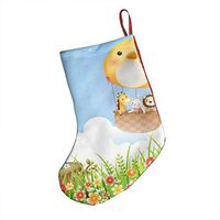 Girl and Animals in A Garden Trendy Xmas Socks Hanging Decoration Candy Bag Party Holiday Christmas Santa Claus Home Decor Gift