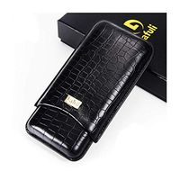 Lxc Smoking Set/Cigar Box with Cigar Cut Cigarette Case Travel Portable Cigar Tube Can Hold 3 Cigar Quality Leather Men's Gift Box Packaging Black Mute