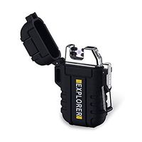 Topwan Lighter Double Arc Plasma Mini USB Waterproof Electric Lighter Windproof Lighter for Outdoor Adventure (Black)
