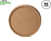 115mm Vented Lids for Kraft Paper Soup Containers [50 PACK] - Fits 26oz, 32oz EcoQuality Ice Cream Containers, Frozen Yogurt Cups, Restaurant, Microwavable, Take out, Food Storage, Recyclable