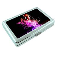 Electric Butterfly Em1 Hip Silver Cigarette Case Id Holder Metal Wallet 4" X 2.75" RFID Protection