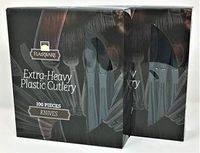 Fineline Settings 200-Piece Extra Heavy Cutlery Knives, Black. 2 x 100 Packs. (Packaging Design May Vary)