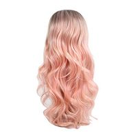 Meidexian888 Long Curly Wigs, Black Gold Curly Hair Wig Pink Water Wave Curly Long Hair Wigs Fashion