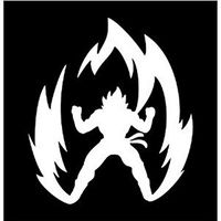 SoCool - Dragon Ball Z - Super Saiyan Goku - Vinyl 4" tall (color: WHITE) decal laptop tablet skateboard car windows sticker