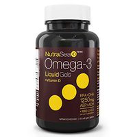 NutraSea +D Omega 3 Fish Oil + Vitamin D Supplement, Fresh Mint, Burpless Fish Oil Soft Gels, 60 Count