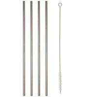 Home-X - 10-Inch Stainless Steel Drinking Straws (Set of 4), Classic Look Goes Great with Iced Tea, Lemonade or Any Cold Beverage