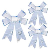 Regent Christmas Tinsel Dot Bows (3 Pack) White Glitter, Assorted Sizes