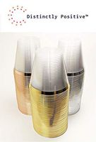 Distinctly Positive 120 Assorted Premium Rimmed 9oz Cups: Gold (40), Silver (40), Rose Gold (40) | Fancy Disposable Reusable Clear Plastic Tumblers for Parties and Receptions