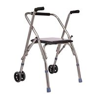 2 in 1 Folding Walker with Wheel-Non-Slip Grip Height Adjustable,Push Button Close,Comfortable Grip,Portable Seniors Medical Walking Frame,Mobility Aid