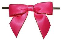 BAYWIND LTD; 3" Shocking Pink with Gold Edge Twist Tie Bows- 100pc