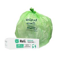 Reli. Biodegradable 33 Gallon Trash Bags (100 Count Bulk) Green Eco Friendly Garbage Bags 30 Gallon, 33 Gallon, 35 Gal Capacity, OXO-Biodegradable Under Certain Conditions (See Product Description)