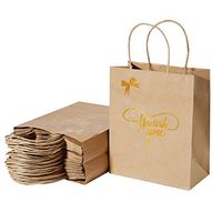 Brown Paper Bags with Handles 10X5X13 inches (50 PCS/ 100 PCS),Gold Foil Thank You Bags,Shopping Kraft Bags,Party Bags,Wedding Bags,Retail Bags