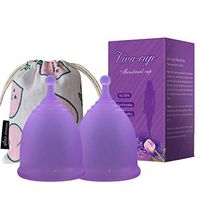 RZJZGZ Menstrual Cup Reusable Period Cup Set of 2 with Free Bags Tampon and Pad Alternative Small and Large Size for Regular Flow and Heavy Flow … (Purple)