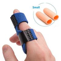 Sumifun Trigger Finger Splint, Plus 2 Pcs Gel Sleeves for Finger Pain Relief, Finger Brace for Mallet Finger, Arthritis, Finger Sprains, Sports Injuries S Size/Blue
