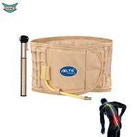 Physio Decompression Back Belt- Lower Back Brace- Back Pain Relief- Lumbar Support Belt Back Massager- Inflatable Waist Belt Traction Device- One Size for Less Than 51 Inches Waist (Khaki)