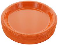 Amcrate Orange Disposable Plastic Party Plates 10.4" - Ideal for Weddings, Party’s, Birthdays, Dinners, Lunch’s. (Pack of 50)