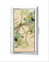 Cute Dragonfly with Abstract Design Unisex Stainless Steel Cigarette Holder Case Protection Credit Business Card Storage Box Pocket/Wallet