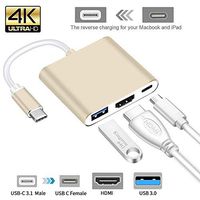 Aoile USB Type C Hub HDMI 4K Adapter USB-C to Converter with 3.0 USB and 3.1 Charging Port for Retina MacBook(Gold)