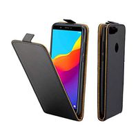JUNXI Phone case Phone Cover Business Style Vertical Flip TPU Leather Case with Card Slot for Huawei Honor 7C/Enjoy 8(Black) Simple Shaped and Comfortable (Color : Black)