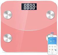 SPLY DTEM Bluetooth Smart Weight Scale, Body Fat Scale, Wireless Digital Bathroom Scale, 12 Measurement Values, Weight/Body Fat/BMI, Fitness Body Composition Analysis (Color : Pink)