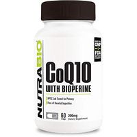 NutraBio CoQ10 Dietary Supplement with Bioperine (60 Capsules, 200mg)