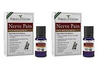 Forces of Nature Nerve Pain Management (Pack of 2) with Coffea, St. John's Wort, Silica, Lavender Oil, Roman Chamomile Oil, German Chamomile Oil and Sesame Oil, 11 ml. Each