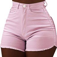 CCatyam Short Jeans for Women, Pants Trousers Shorts Denim Pocket Soild High Waist Slim Fit Sexy Fashion