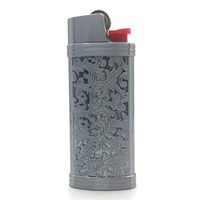 Lucklybestseller Silver and Gray Color Vintage Metal Lighter Case Cover Holder for Mini BIC Lighter J5