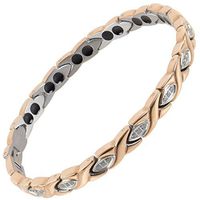 Sisto-X Titanium Magnetic Bracelet Pippa Rose Gold Crystals Gift Box Therapeutic 22 cm