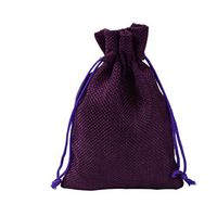 BZCTAH Linen Bags Burlap Jute Bags with Drawstrings, 20 PCS 7 x 9cm Pure Color Multipurpose Linen Gift Bag Jute Hessian Packing Storage Jewelry Bags for Wedding Party Birthday Christmas, Deep purple