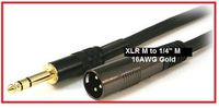 PTC Premier GOLD HIGH GRADE Series XLR Male to 1/4-inch TRS Male 16AWG Cable - Gold Plated - 15 ft