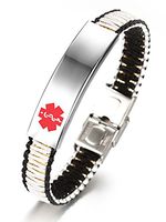 JF.JEWELRY Medical Alert ID Bracelets for Kids with Nylon Rope Braid Wrap Link,White & Black-6.0 inch