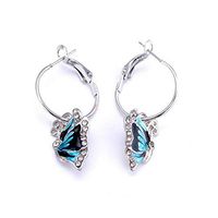 Wing Blue Enamel Rhinestone Enameled Earrings Butterfly Dangle Hoop Crystal Best Jewerly Accessories Design Cheap Designer Prom Bangle Brides Comfortable