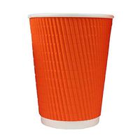 12 oz Colorful Paper Drink Cups - Orange Ripple Cold Drink Paper Cups - Beautiful and Disposable Cups Made of Extremely Paper - Frozen Dessert Supplies - 25 Count