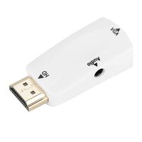 HD 1080P HDMI Female to VGA Female Converter Adapter with 3.5mm Audio Output Cable for PC/Laptop/DVD/Desktop/Flat Panel/Digital STB/Player(White)