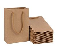 Driew Kraft Paper Bags, Small Gift Bags Black Gift Bags 5x2x7.5 inches with Cotton Handle Pack of 50 (Brown)