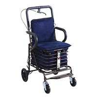 XIHAA Rollator Walker with Seat Heavy Duty, Aluminum Alloy Folding Height Adjustable with handbrake for Disabled,Elderly People Shopping with Seat and Basket,Bsinglewheel