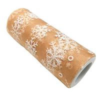 SUPVOX 10Yards Christmas Organza Ribbon Roll Glitter Snowflake Pattern Craft Ribbon for Christmas Tree Ornaments Xmas Bows Gift Wrapping Decorations 15cm Champagne Golden