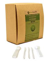 Green Breathe Disposable Compostable Cutlery Set {300 Pack} | 100 Forks 100 Knives 100 Spoons | 100% Eco Friendly Biodegradable Cutlery | Biodegradable Packaging | Durable and Heat Resistant | Non GMO