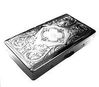 Victorian Style Cigarette Case Double Sided King & 100s Etched Pattern By Kasebi