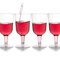 Exquisite 6 oz Clear Plastic Wine Glasses, 2 Piece Stemmed Plastic Wine Cups- 60 Count