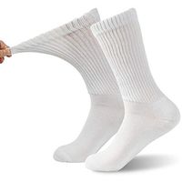 Diabetic Socks, FOOTPLUS Men Women Loose Top Thick Cushioned Winter Warm Dress Socks for Pregnancy, Anti Blister Circulatory Flight Travel Socks, 2 Pairs White Crew, XX- Large
